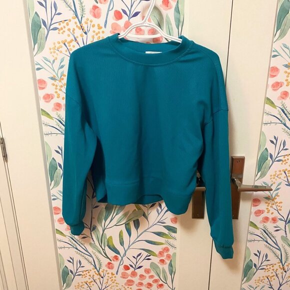 💙 Better Together Teal Ribbed Crewneck Sweatshirt - Size M - Picture 2 of 6
